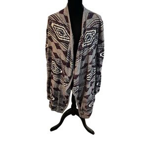 Geometric Patterned Open Cardigan